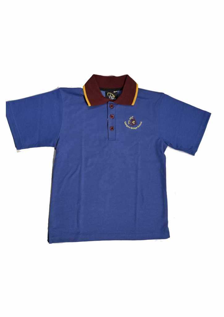 Mangere Bridge School Polo SS Mid Blue/Maroon